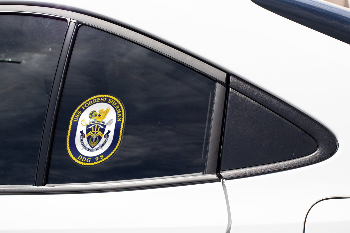 USS Forrest Sherman DDG-98 Badge Sticker Decal Arleigh Burke Class Destroyer Car Sticker Bumper Sticker for Car Emblem