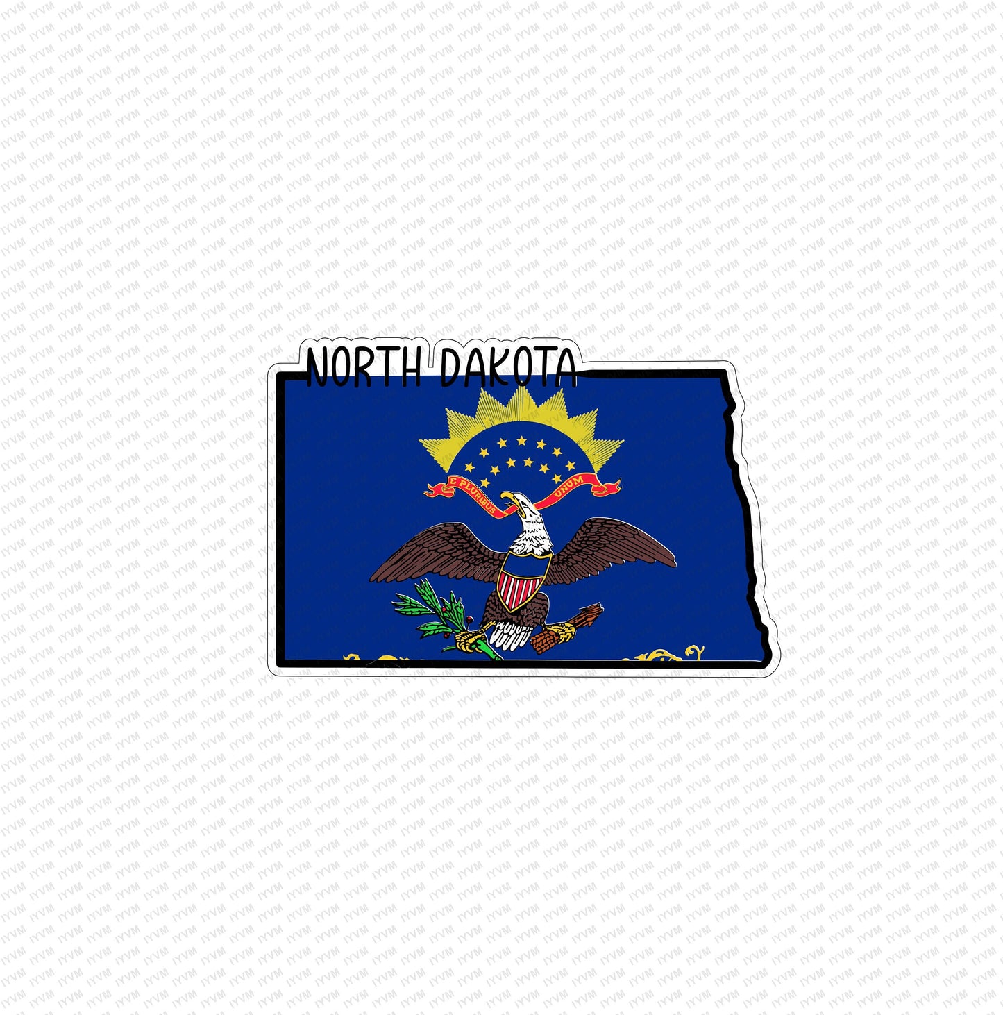 State of North Dakota Map Flag Sticker Decal  USA North Dakota State  Bismarck  The Peace Garden State  Flickertail State  Rough Rider