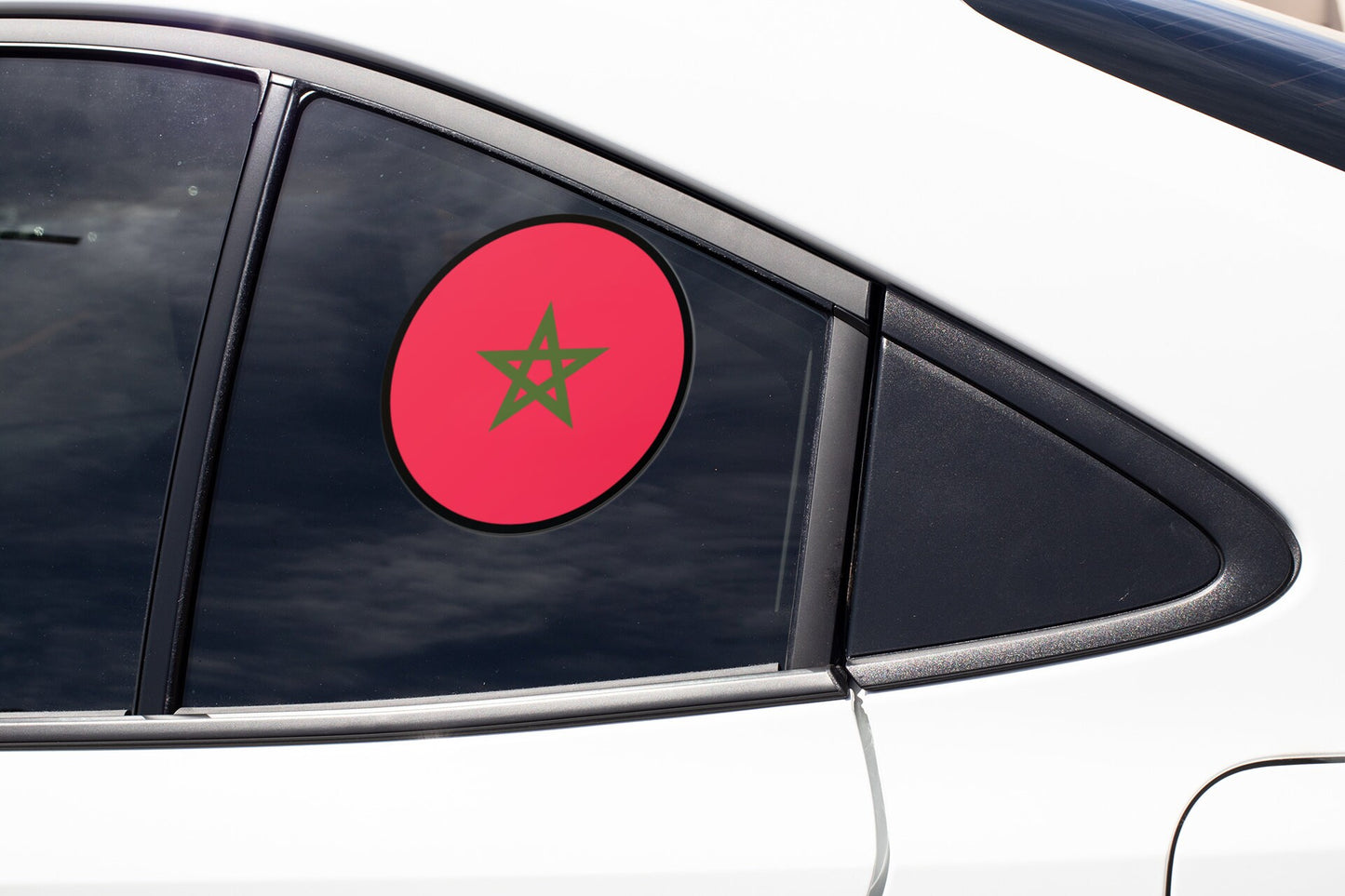 Morocco Flag Circle Sticker Decal