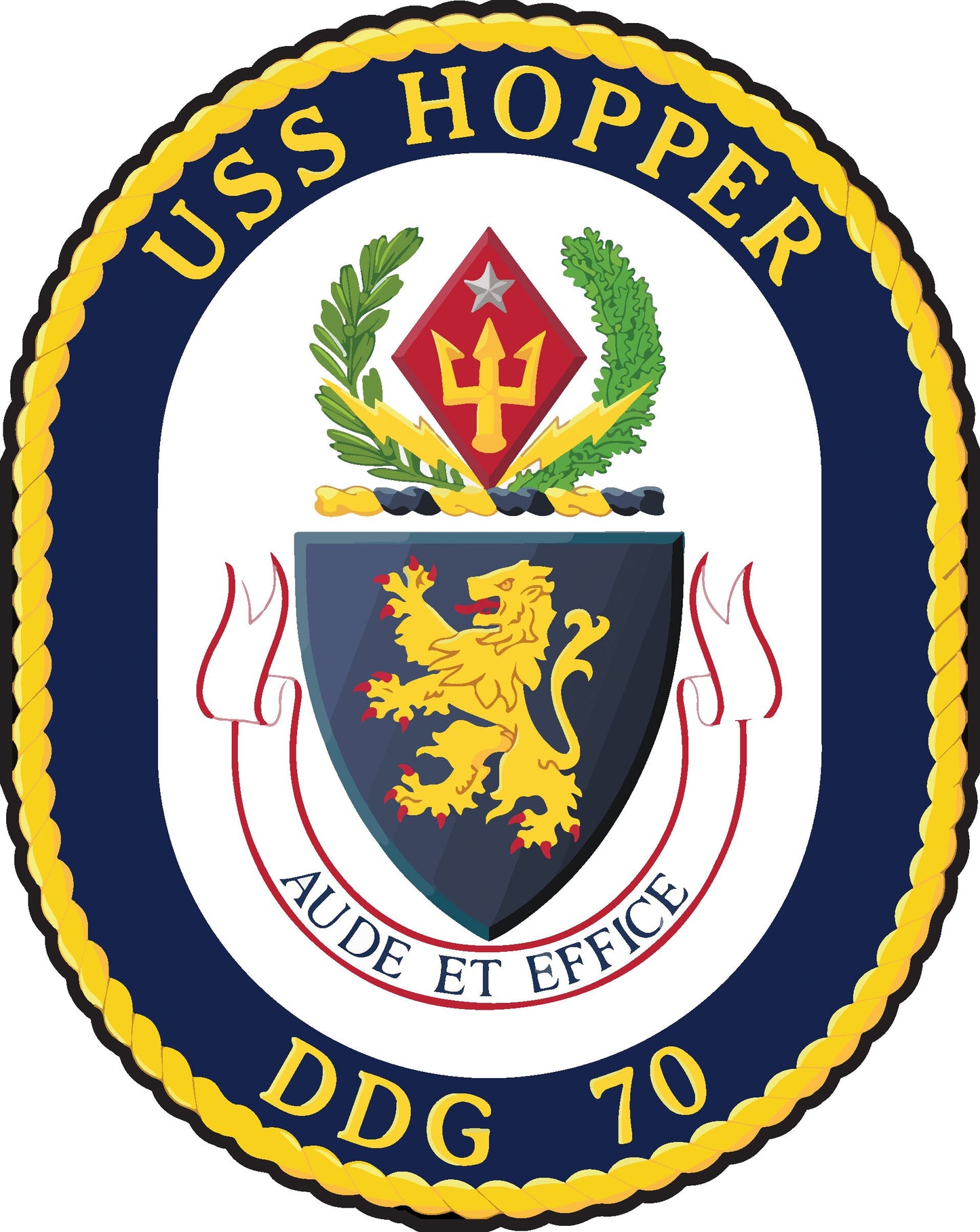 USS Hopper DDG-70 Badge Iron On Heat Transfer Vinyl HTV Arleigh Burke Class Destroyer