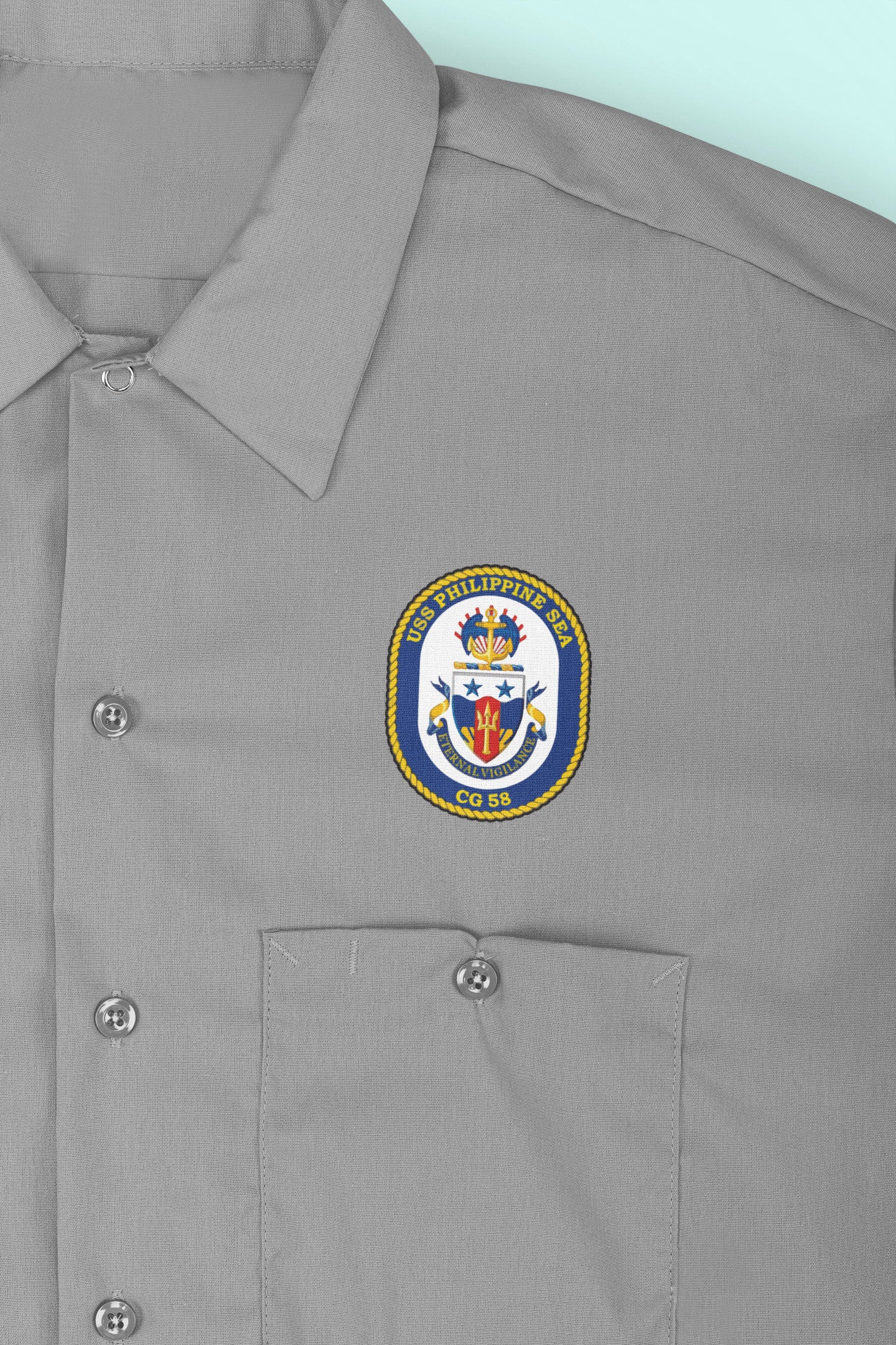 USS Philippine Sea CG-58 Badge Iron On Heat Transfer Vinyl HTV Ticonderoga Class Cruiser