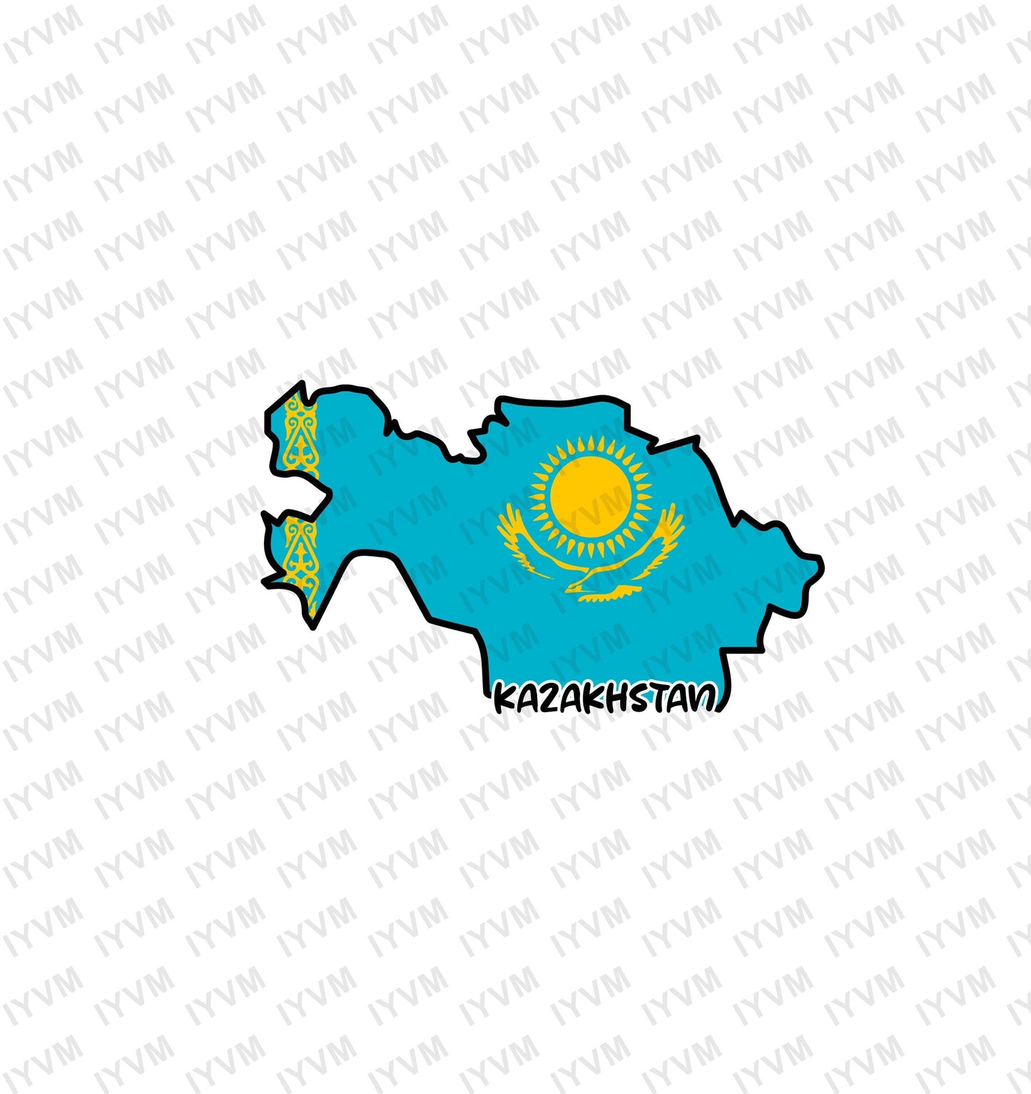 Kazakhstan Map Iron On Heat Transfer Vinyl HTV / Republic of Kazakhstan / Қазақстан Республикасы / Nur-Sultan / Kazakh / Kazakhstani