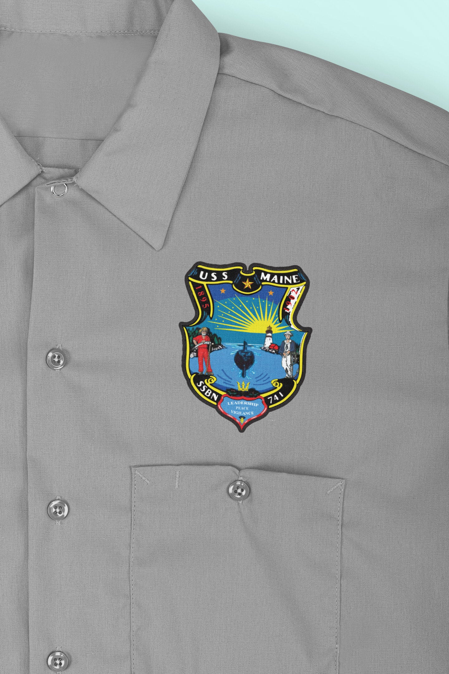 USS Maine SSBN-741 Badge Iron On Heat Transfer Vinyl HTV Ohio Class Ballistic Missile Submarine