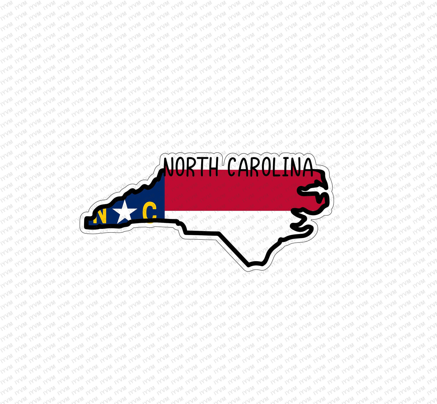 State of North Carolina Map Flag Sticker Decal  USA North Carolina State  Raleigh  The Tar Heel State  First in Flight  First in Freedom /