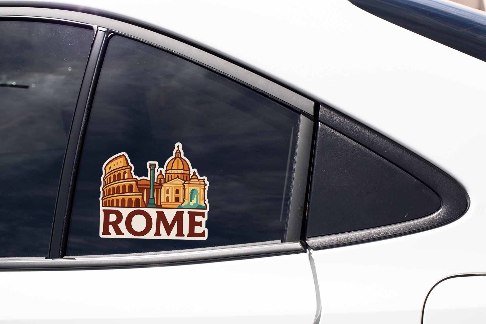 a sticker on the side of a car that says rome