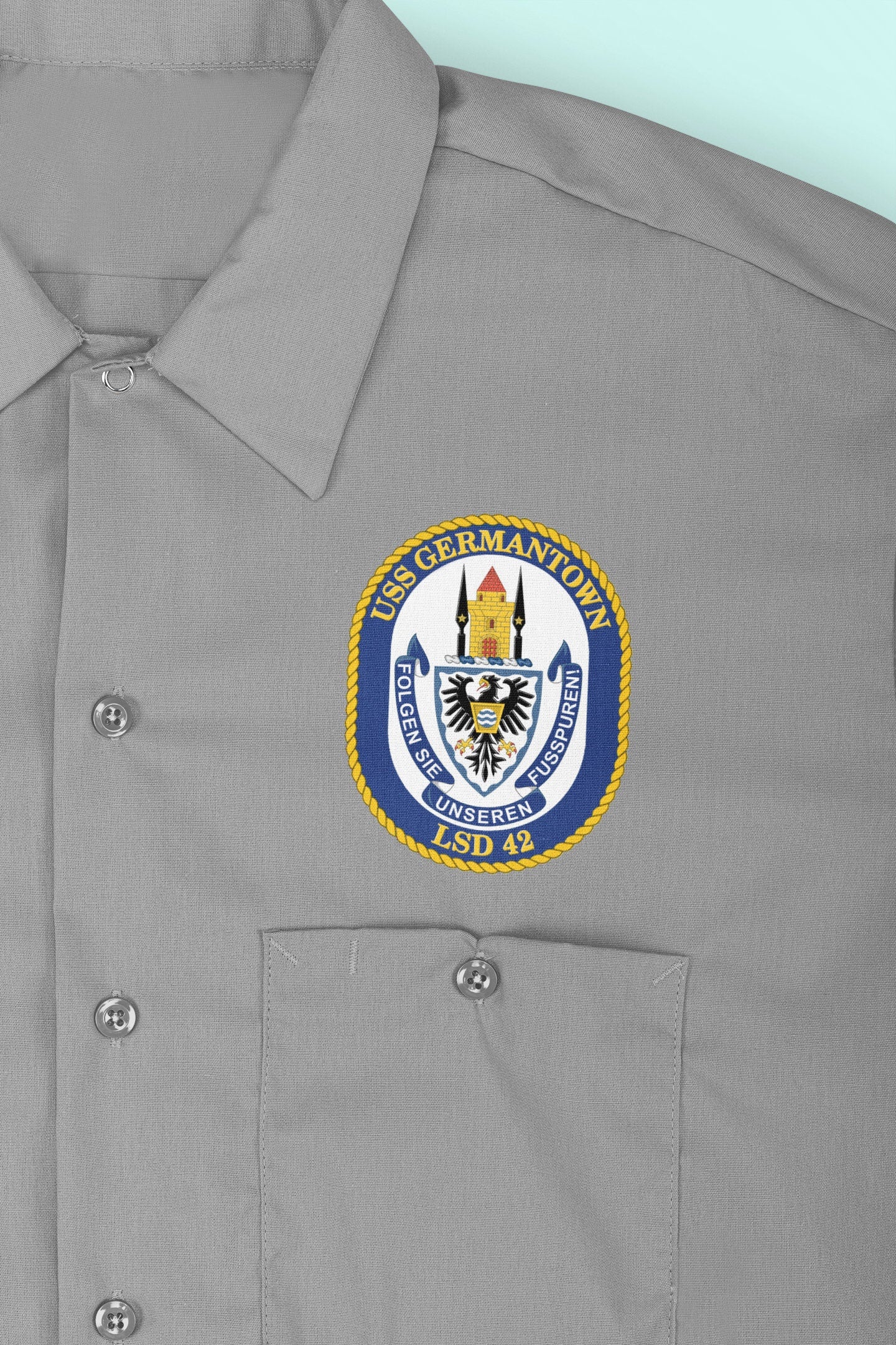 USS Germantown LSD-42 Badge Iron On Heat Transfer Vinyl HTV Whidbey Island Class Dock landing ship