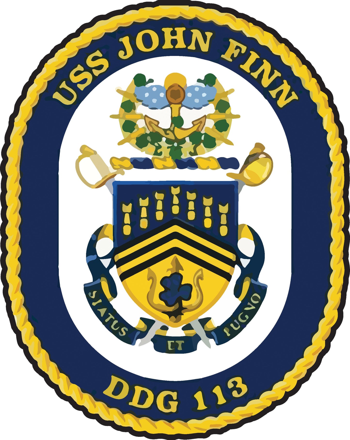 USS John Finn DDG-113 Badge Iron On Heat Transfer Vinyl HTV Arleigh Burke Class Destroyer