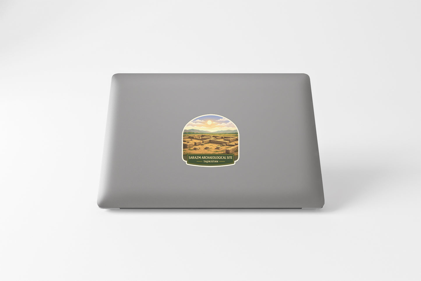 A sticker on the back of a laptop computer.