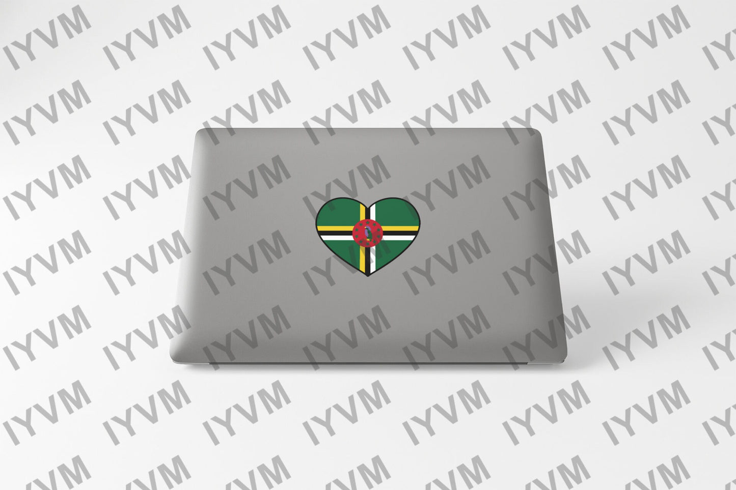 Dominica Flag Heart Sticker Decal / Commonwealth of Dominica / Apres Bondie, C'est La Ter / Roseau
