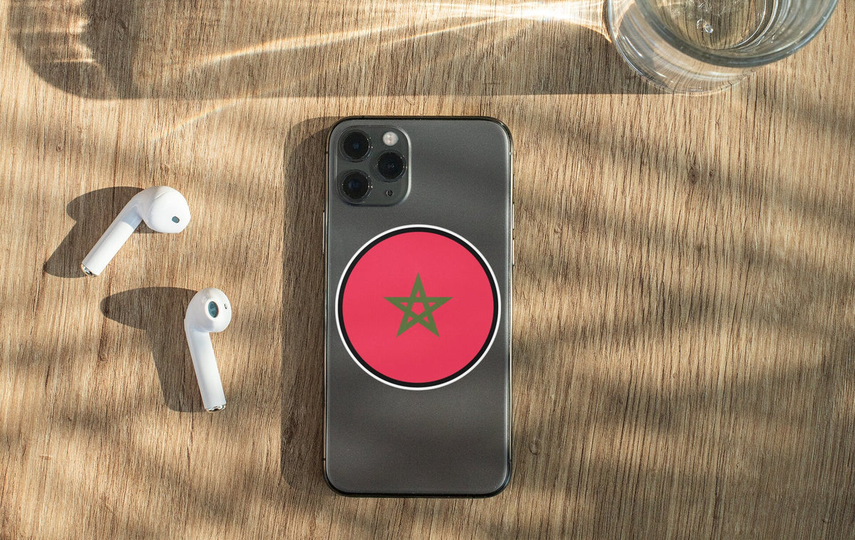 Morocco Flag Circle Sticker Decal
