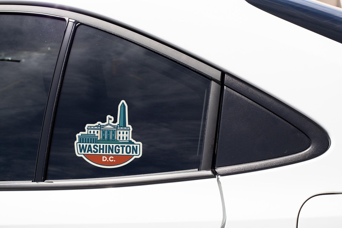 a washington dc sticker on the side of a car