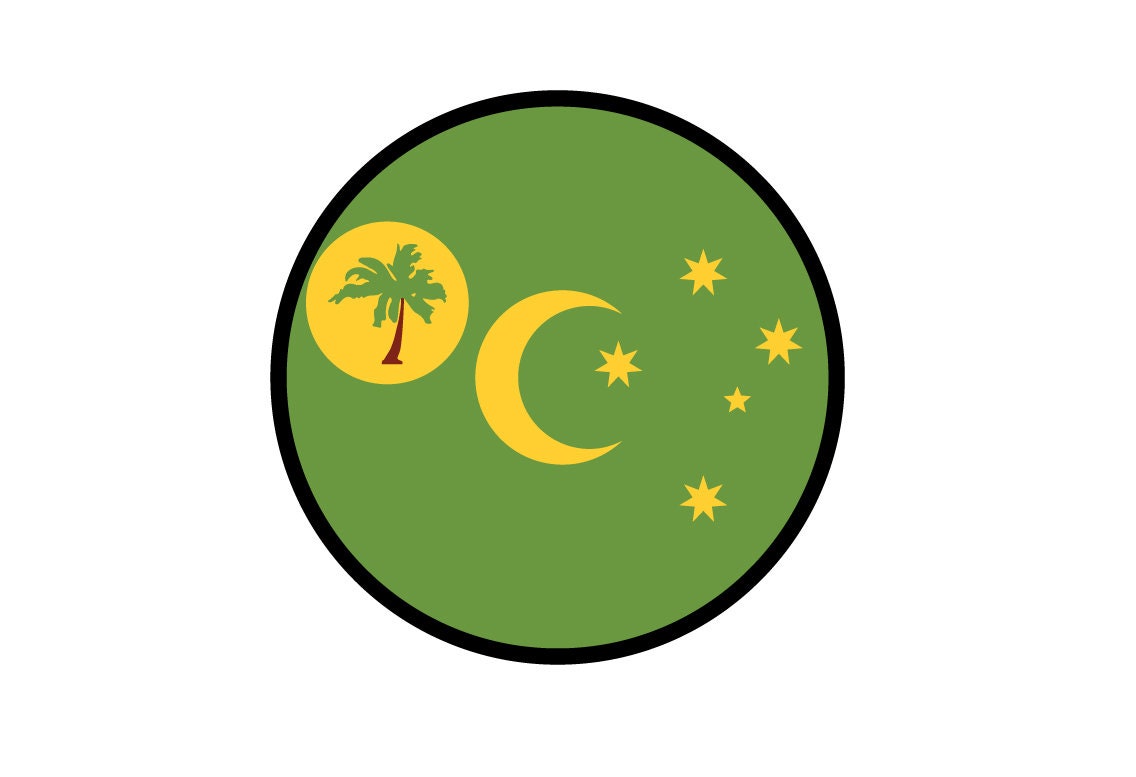 Cocos Islands Flag Circle Sticker Decal