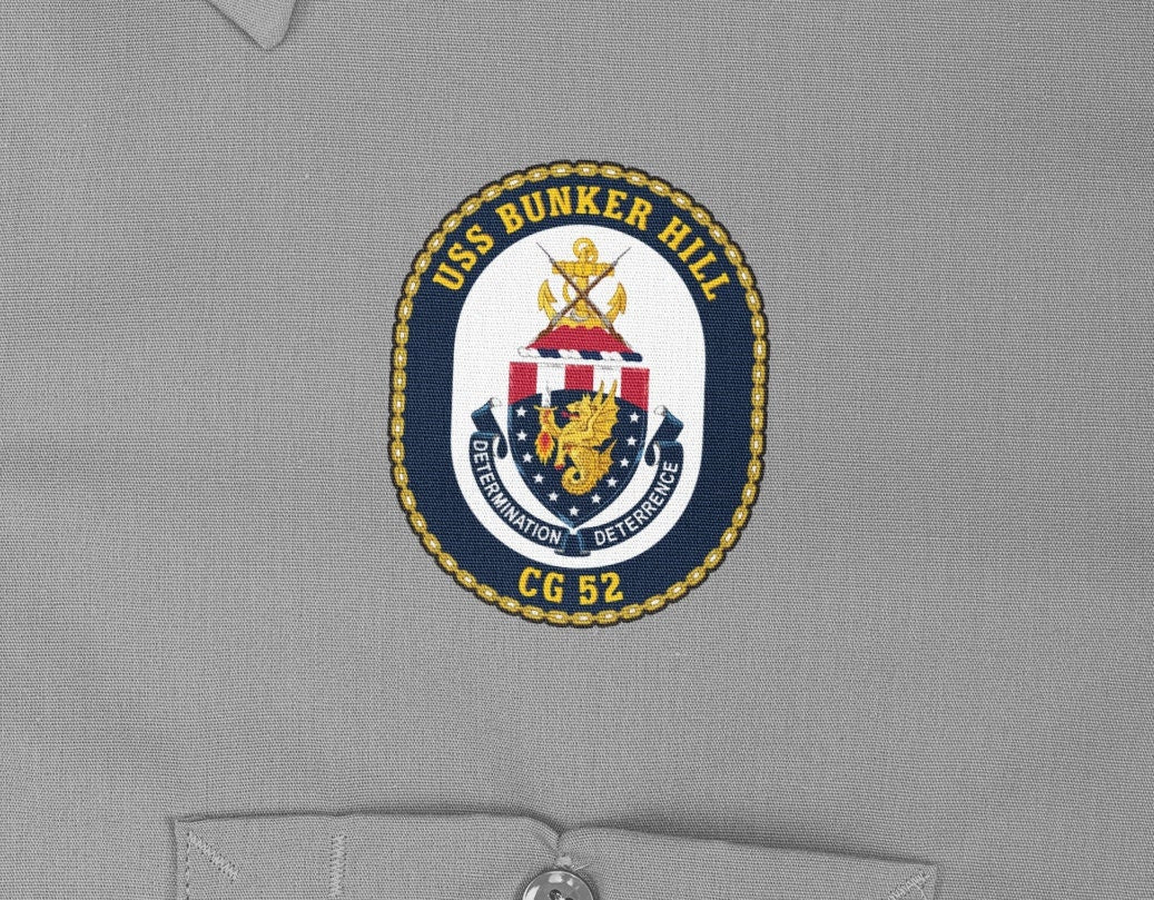USS Bunker Hill CG-52 Badge Iron On Heat Transfer Vinyl HTV Ticonderoga Class Cruiser