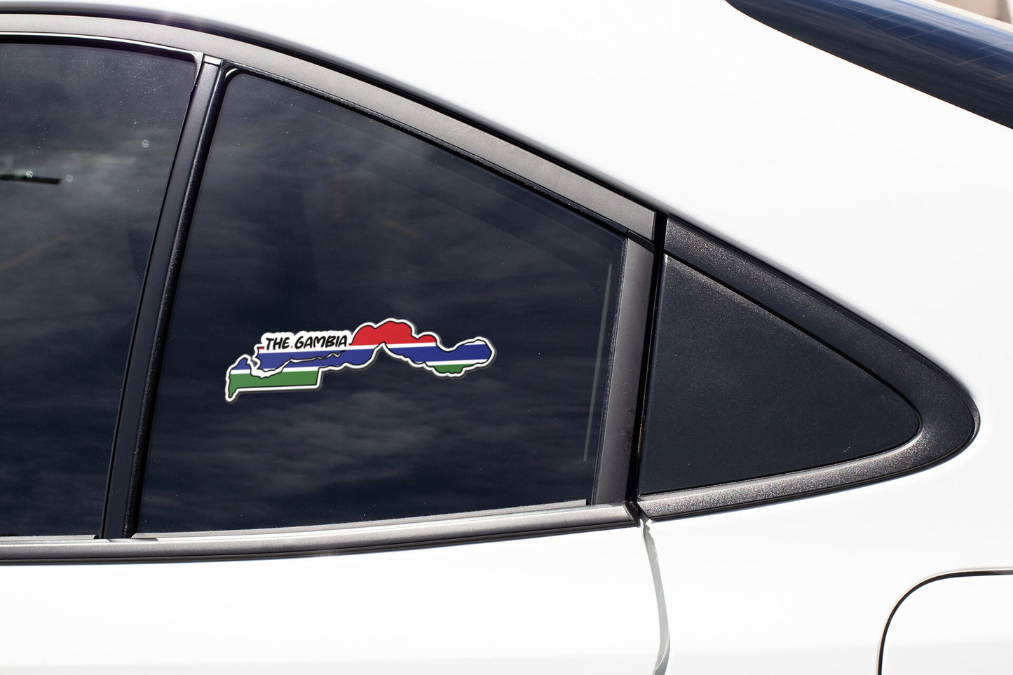 The Gambia Map Flag Sticker Decal