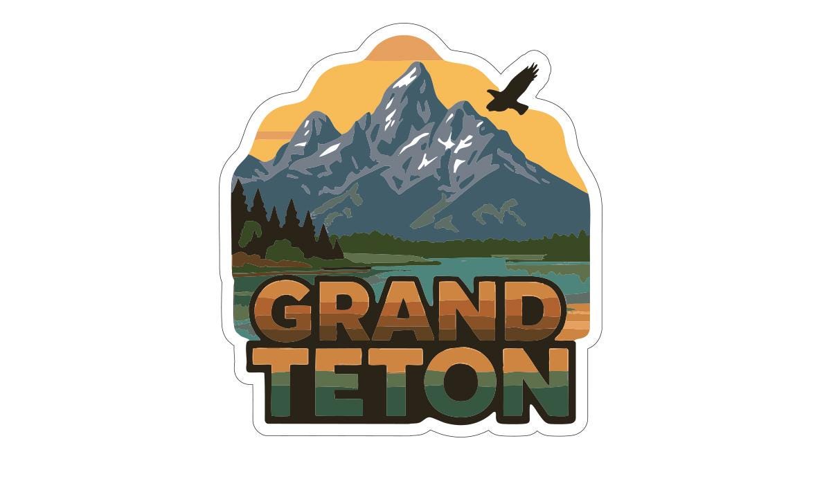 A stylized logo featuring a mountain landscape with a bird flying over it, along with the text "GRAND Teton" prominently displayed.
