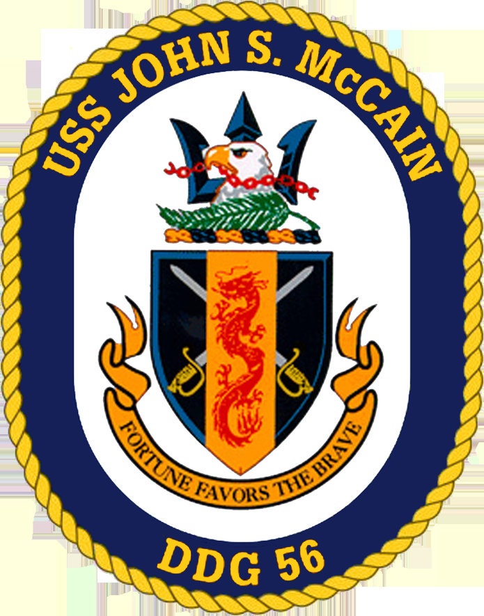 USS John S. McCain DDG-56 Badge Iron On Heat Transfer Vinyl HTV Arleigh Burke Class Destroyer