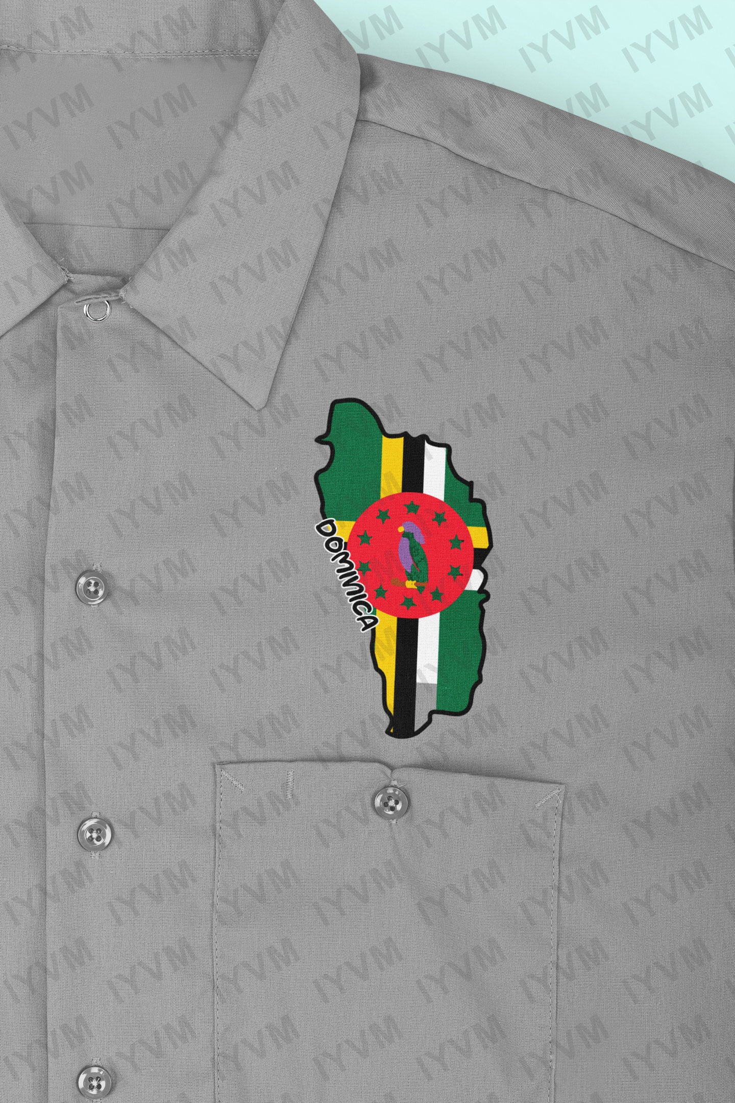 Dominica Map Iron On Heat Transfer Vinyl HTV / Commonwealth of Dominica / Apres Bondie, C'est La Ter / Roseau