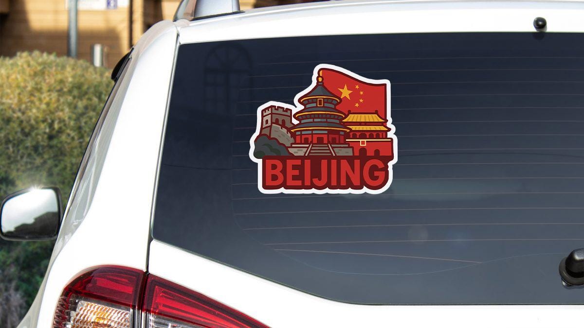 a sticker on the back of a car