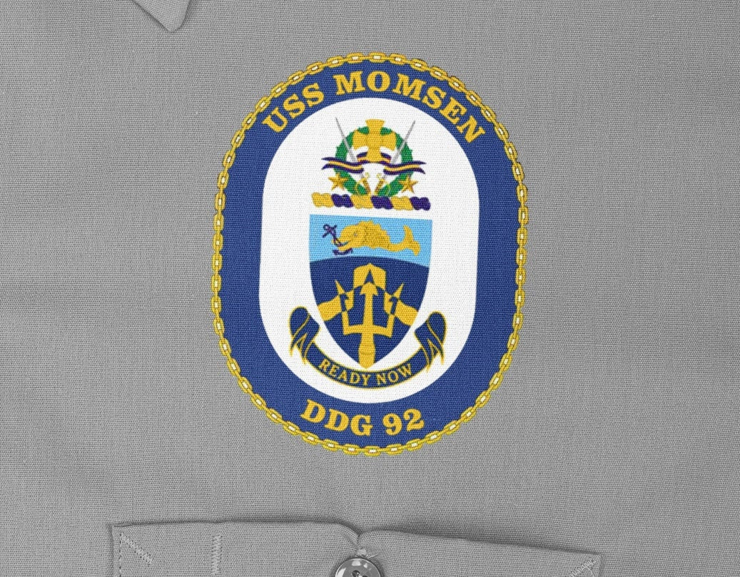 USS Momsen DDG-92 Badge Iron On Heat Transfer Vinyl HTV Arleigh Burke Class Destroyer
