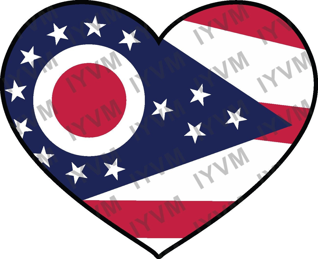 State of Ohio Flag Heart Sticker Decal  USA Ohio State  Columbus  The Buckeye State  Birthplace of Aviation  The Heart of It All