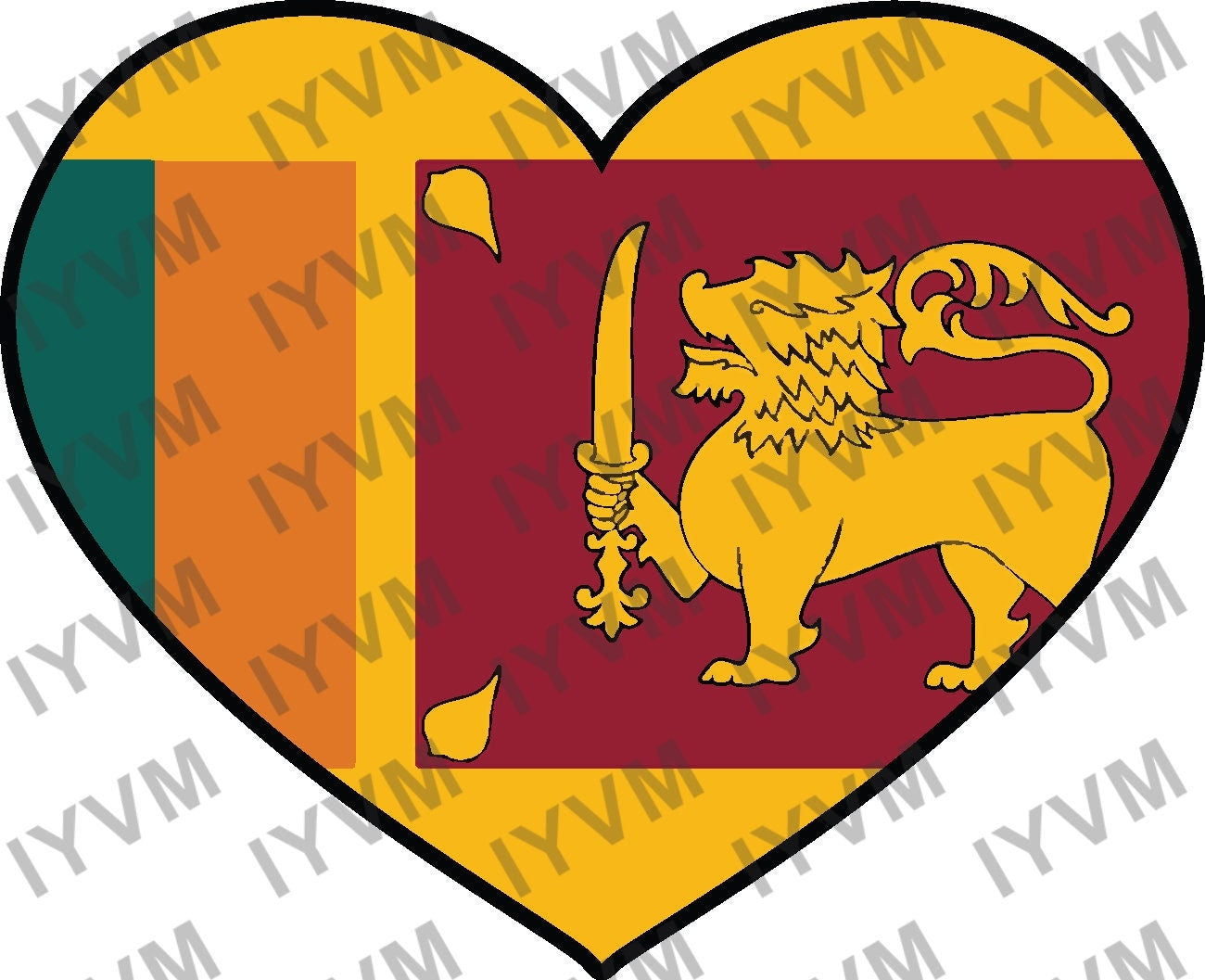 Sri Lanka Flag Heart Sticker Decal / Democratic Socialist Republic of Sri Lanka / Ceylon / Sri Lankan