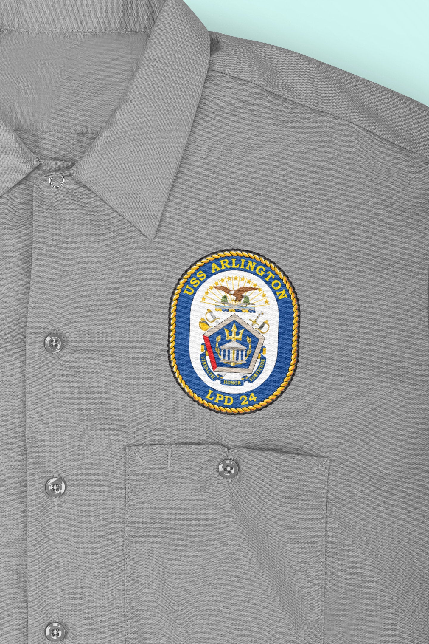 USS Arlington LPD-24 Badge Iron On Heat Transfer Vinyl HTV San Antonio Class Amphibious Transport Dock