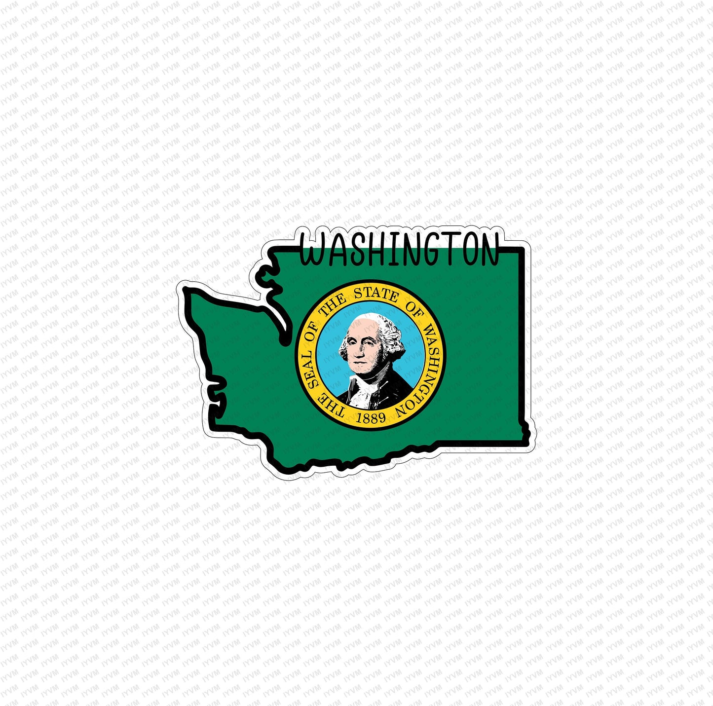 State of Washington Map Flag Sticker Decal  USA Washington State  Olympia  The Evergreen State