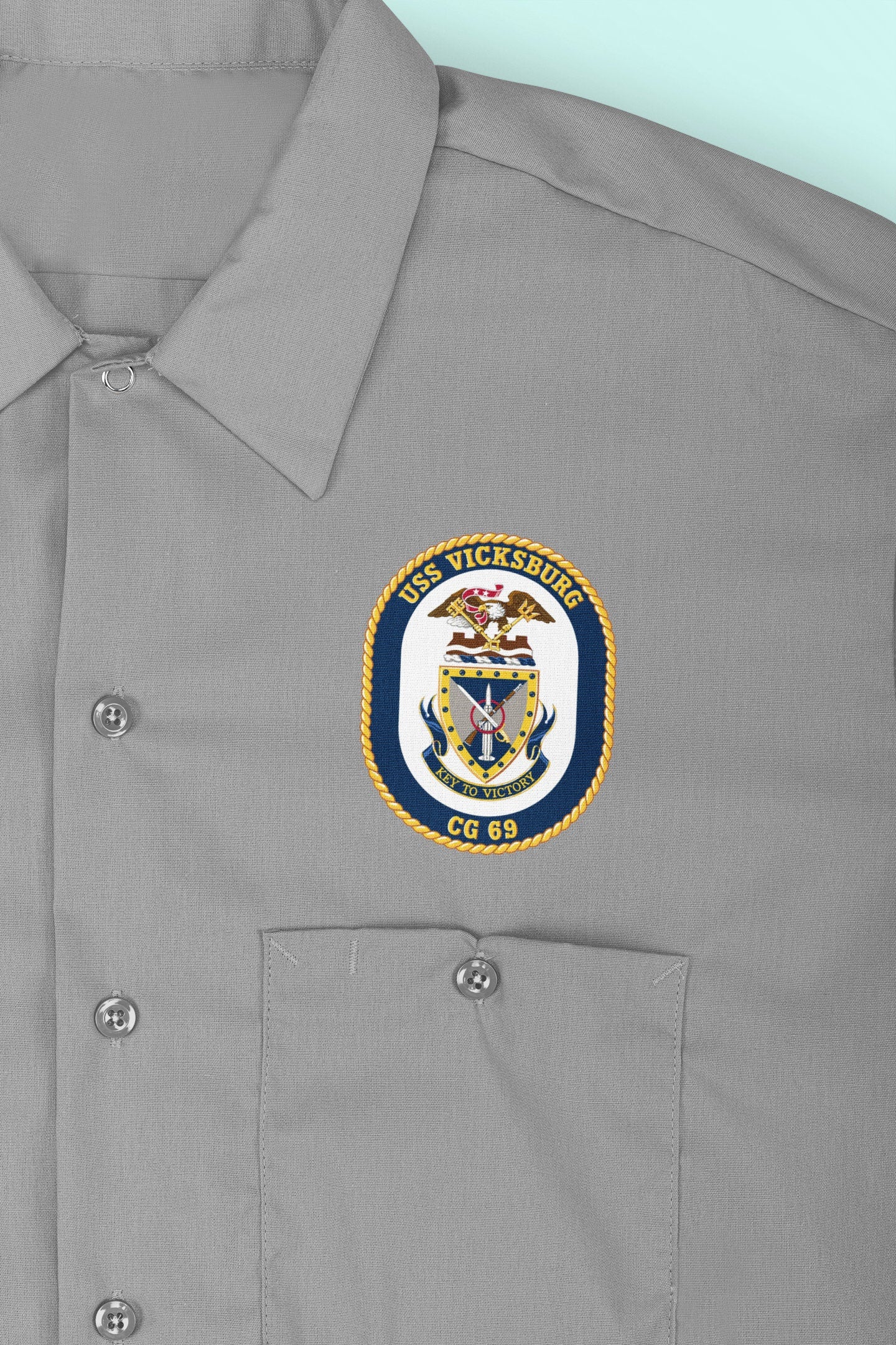 USS Vicksburg CG-69 Badge Iron On Heat Transfer Vinyl HTV Ticonderoga Class Cruiser