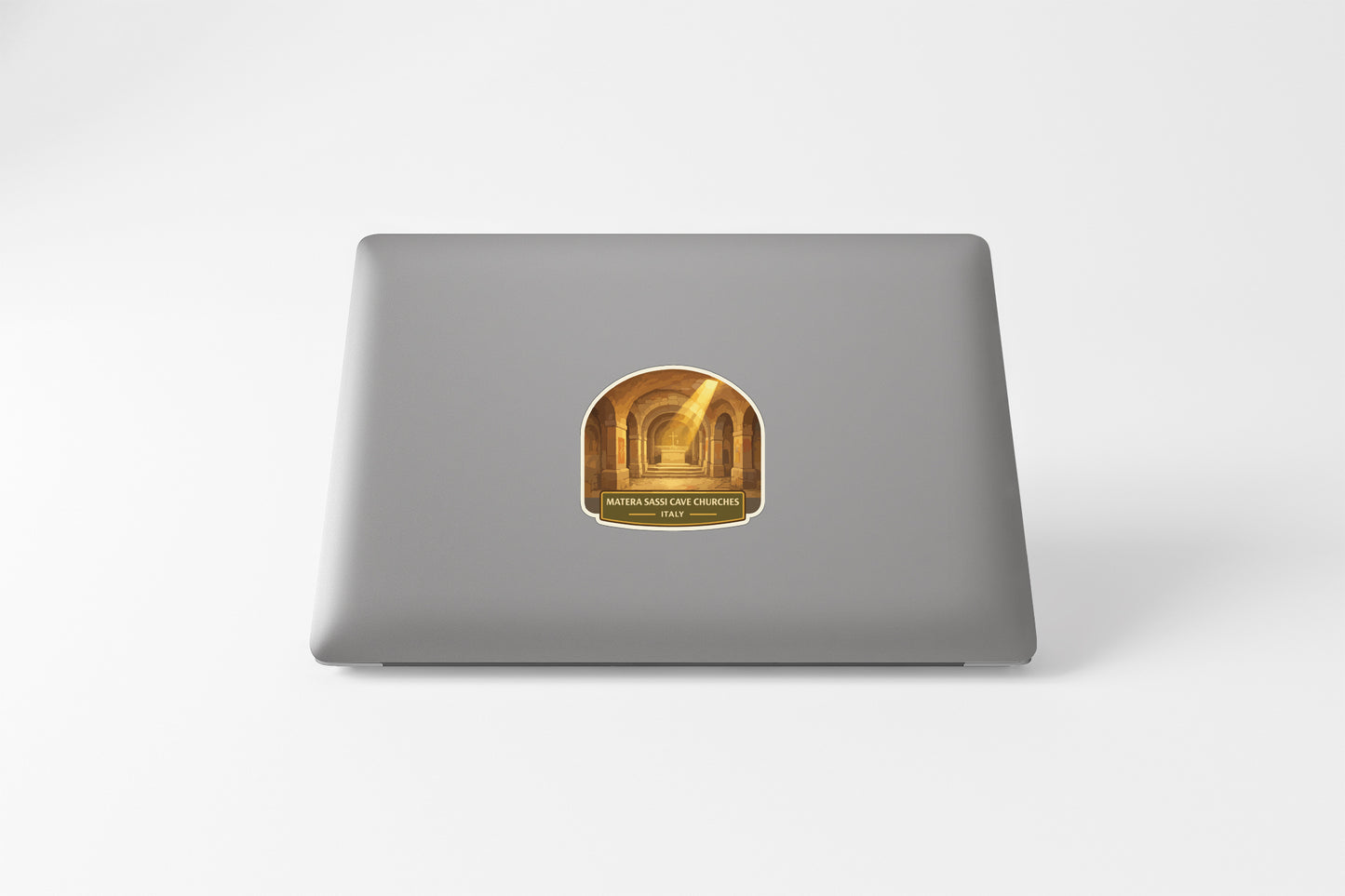 a sticker on the back of a laptop.