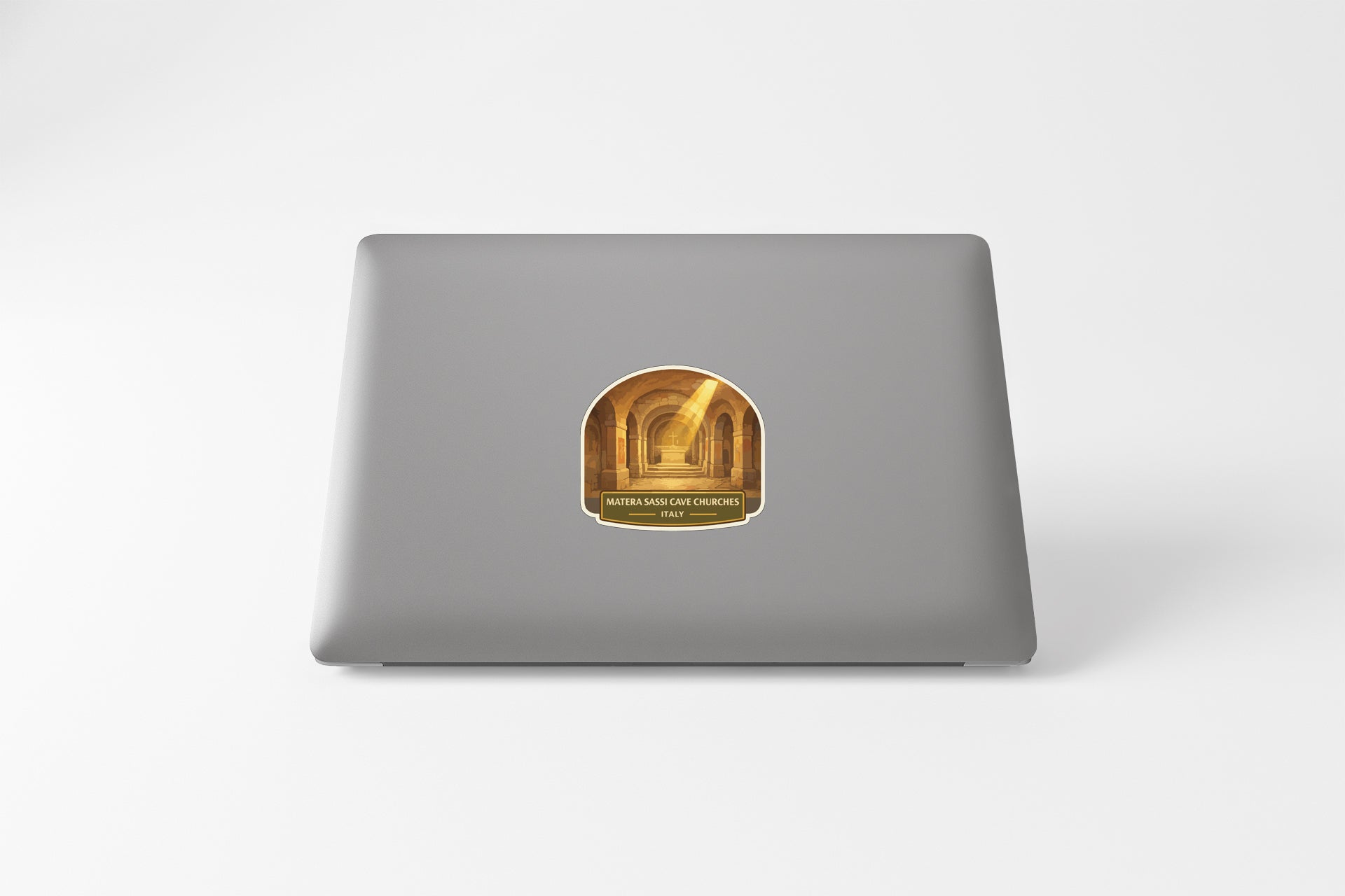 a sticker on the back of a laptop.