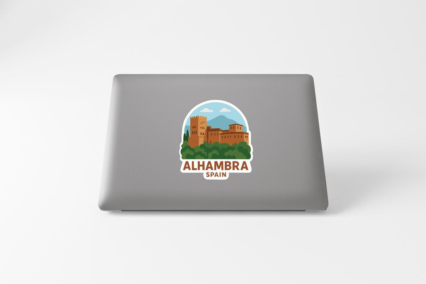 A sticker depicting the Alhambra palace in Spain.