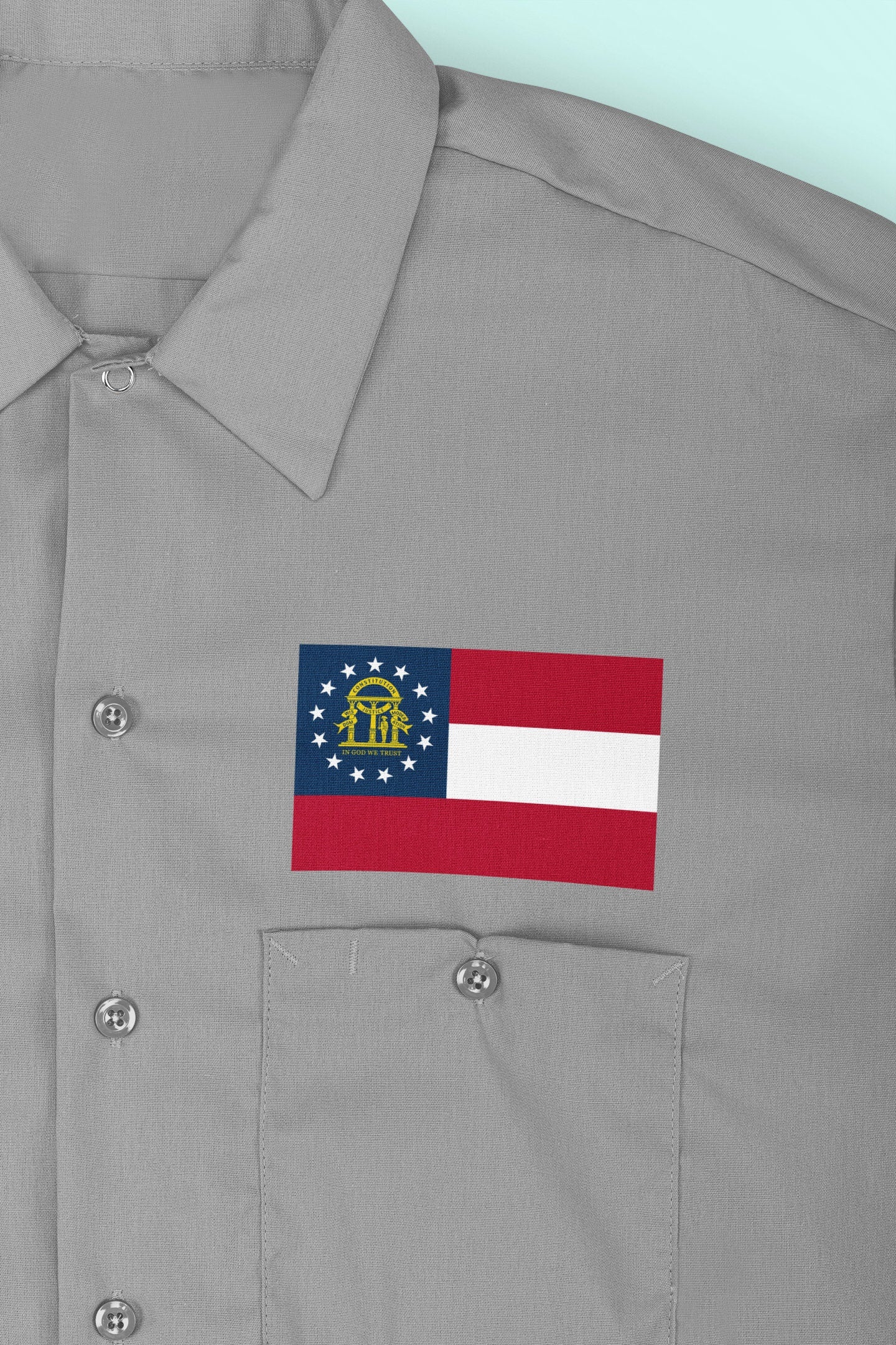 State of Georgia Flag Iron On Heat Transfer Vinyl HTV  Georgia State  Atlanta  The Peach State  Cracker State  Empire State of the South