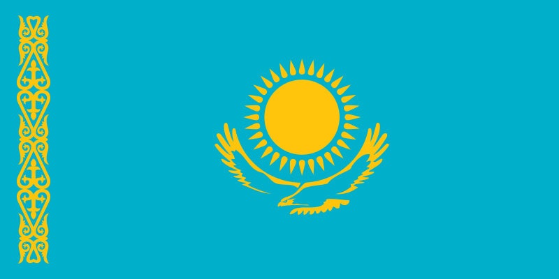 Kazakhstan Flag Sticker Decal / Republic of Kazakhstan / Қазақстан Республикасы / Nur-Sultan / Kazakh / Kazakhstani