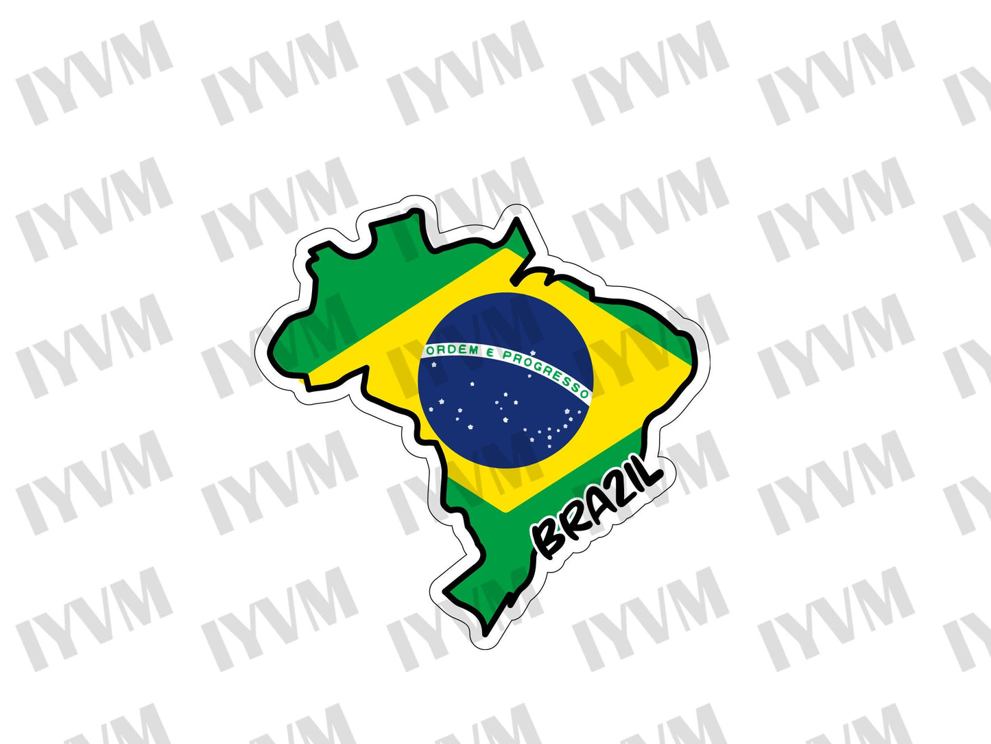 Brazil Map Flag Sticker Decal / Brasília / Federative Republic of Brazil / Brazilian / Brasil / Ordem e Progresso