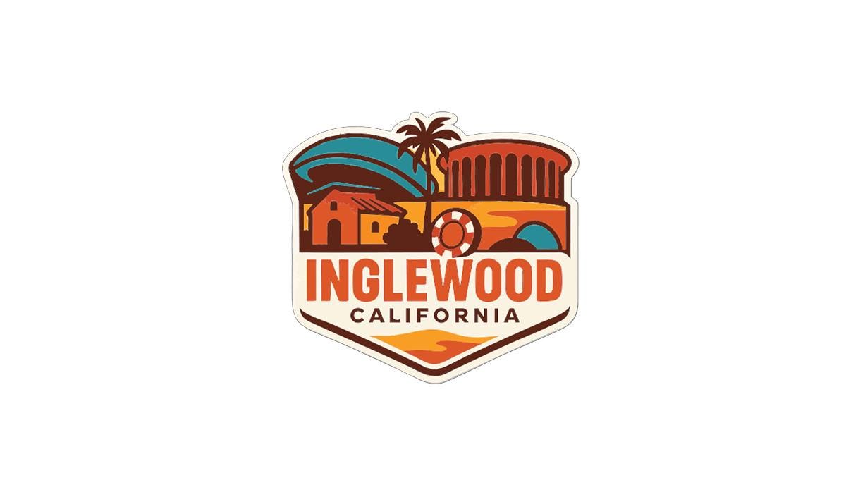 a colorful logo for Inglwood, California.