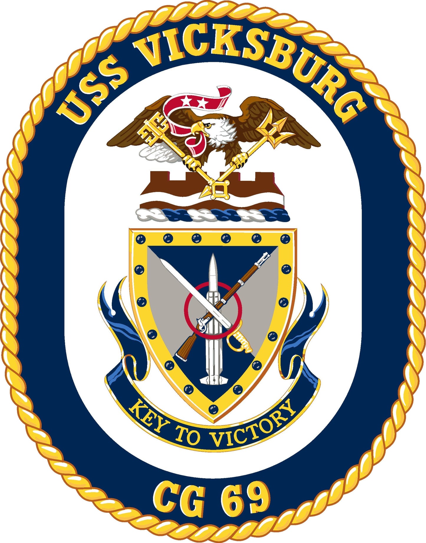 USS Vicksburg CG-69 Badge Iron On Heat Transfer Vinyl HTV Ticonderoga Class Cruiser