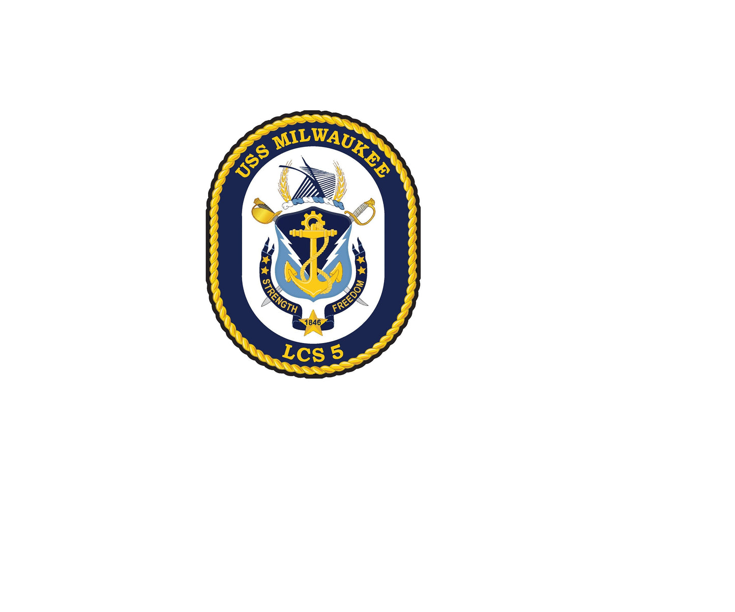 USS Milwaukee LCS-5 Badge Sticker Decal Freedom Class Littoral Combat Ship Car Sticker Bumper Sticker for Car Emblem