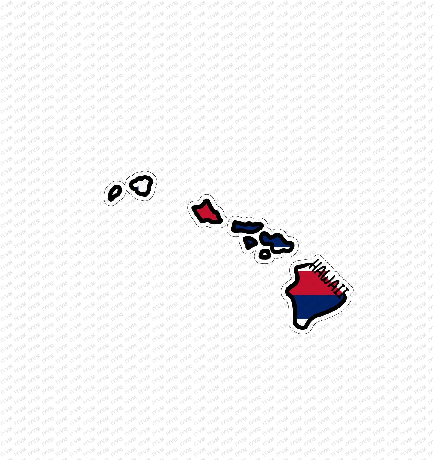 State of Hawaii Map Flag Sticker Decal  USA Hawaii State  Honolulu  The Aloha State  Paradise of the Pacific  Pineapple State / Rainbow