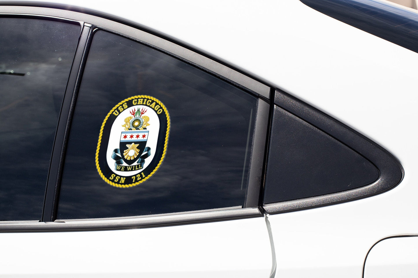 USS Chicago SSN-721 Badge Sticker Decal Los Angeles Class Attack submarine Car Sticker Bumper Sticker for Car Emblem