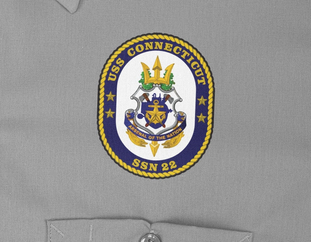 USS Connecticut SSN-22 Badge Iron On Heat Transfer Vinyl HTV Seawolf Class Attack Submarine