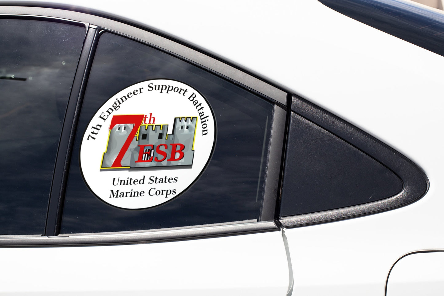 a sticker on the side of a white car