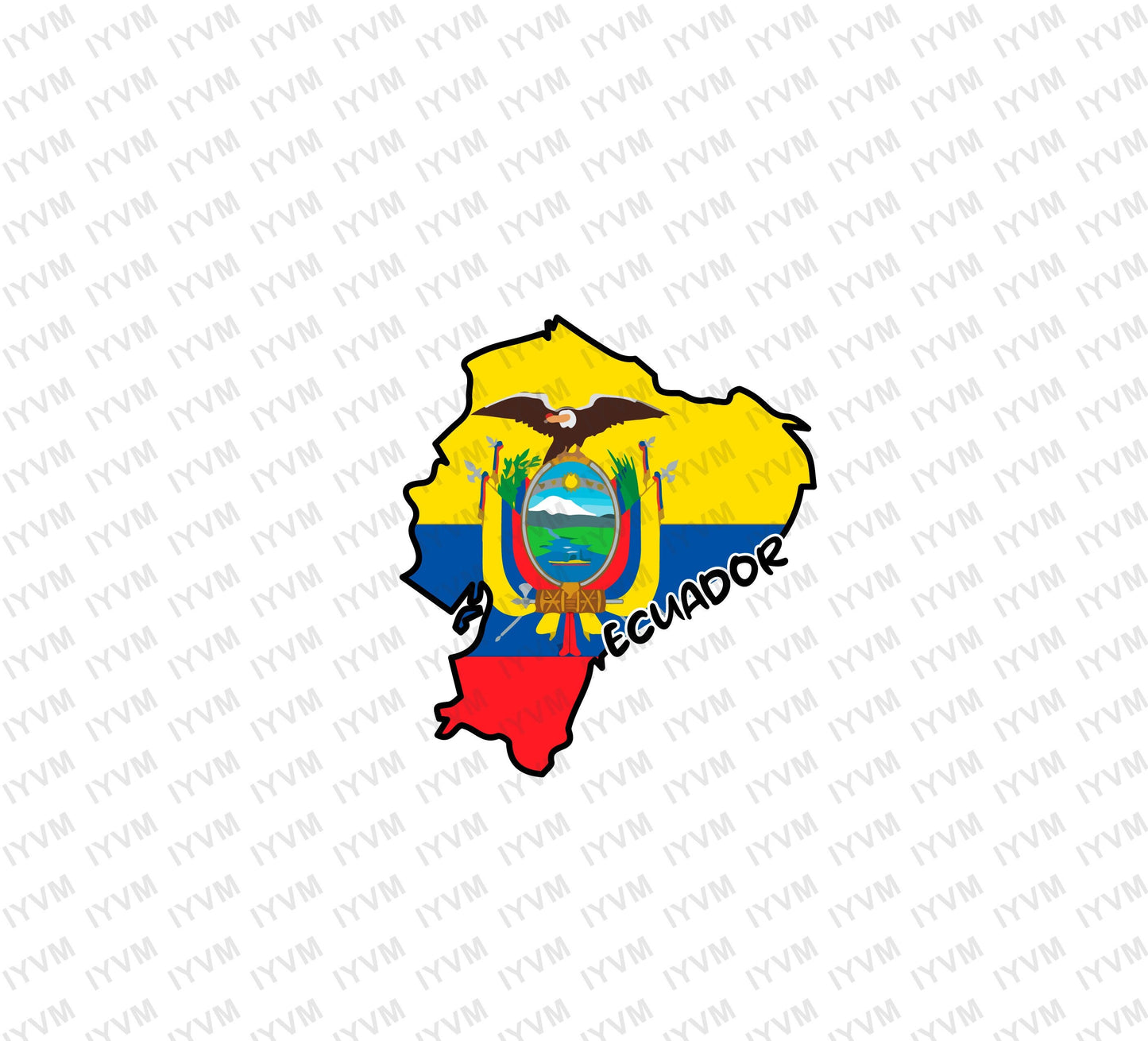 Ecuador Map Iron On Heat Transfer Vinyl HTV / Republic of Ecuador / Dios, patria y libertad / Quito / Ecuadorian