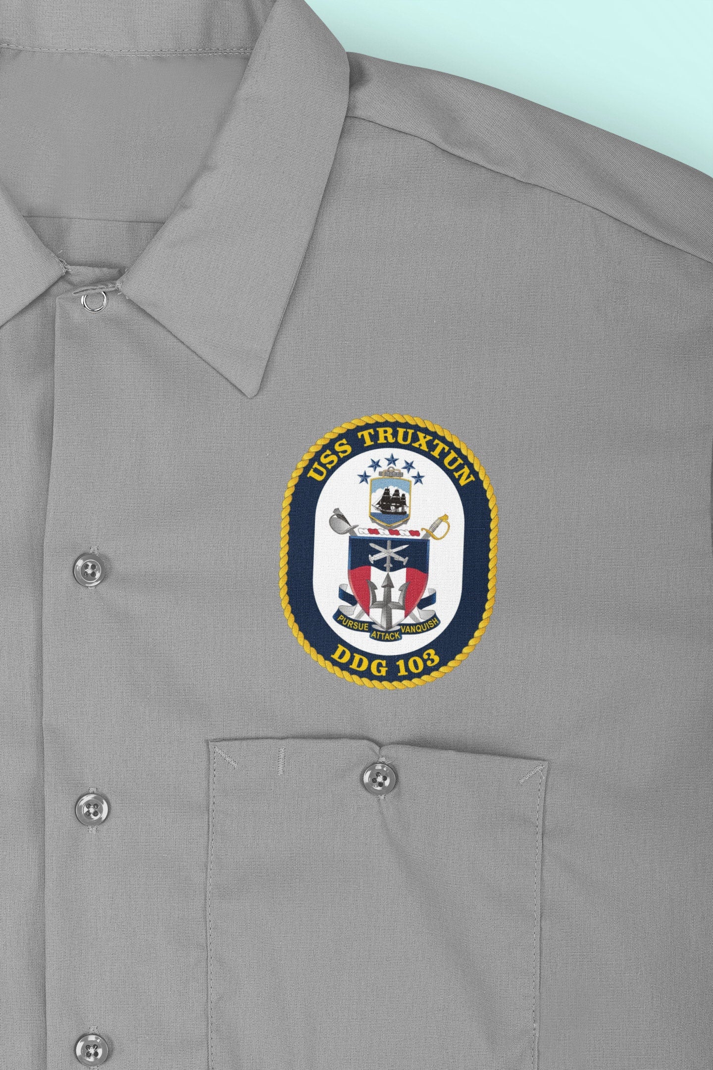 USS Truxtun DDG-103 Badge Iron On Heat Transfer Vinyl HTV Arleigh Burke Class Destroyer
