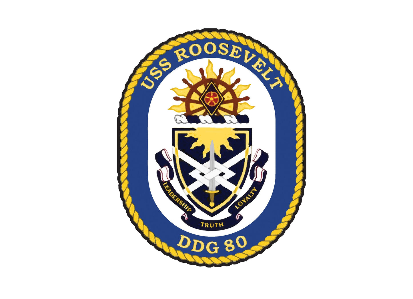 USS Roosevelt DDG-80 Badge Sticker Decal Arleigh Burke Class Destroyer Car Sticker Bumper Sticker for Car Emblem