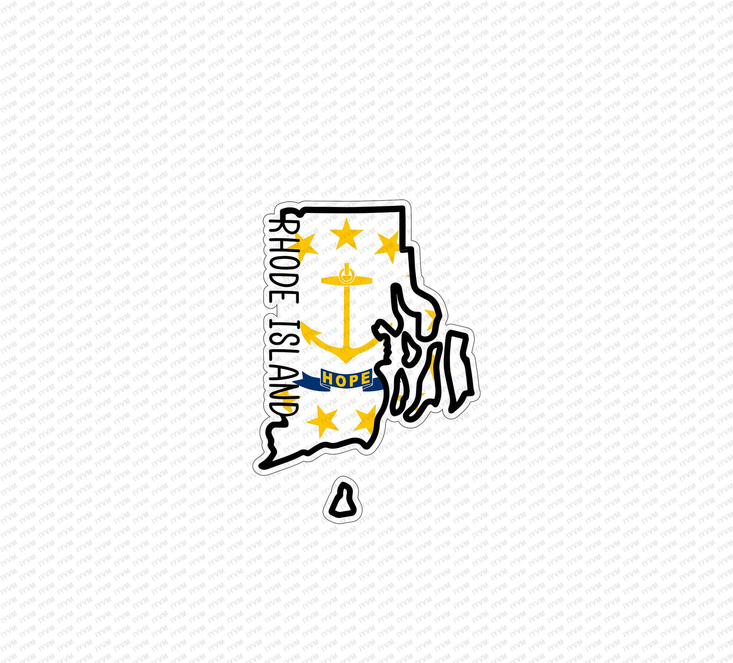 State of Rhode Island Map Flag Sticker Decal  USA Rhode Island State  Providence  The Ocean State  Little Rhody  Rogues Island /