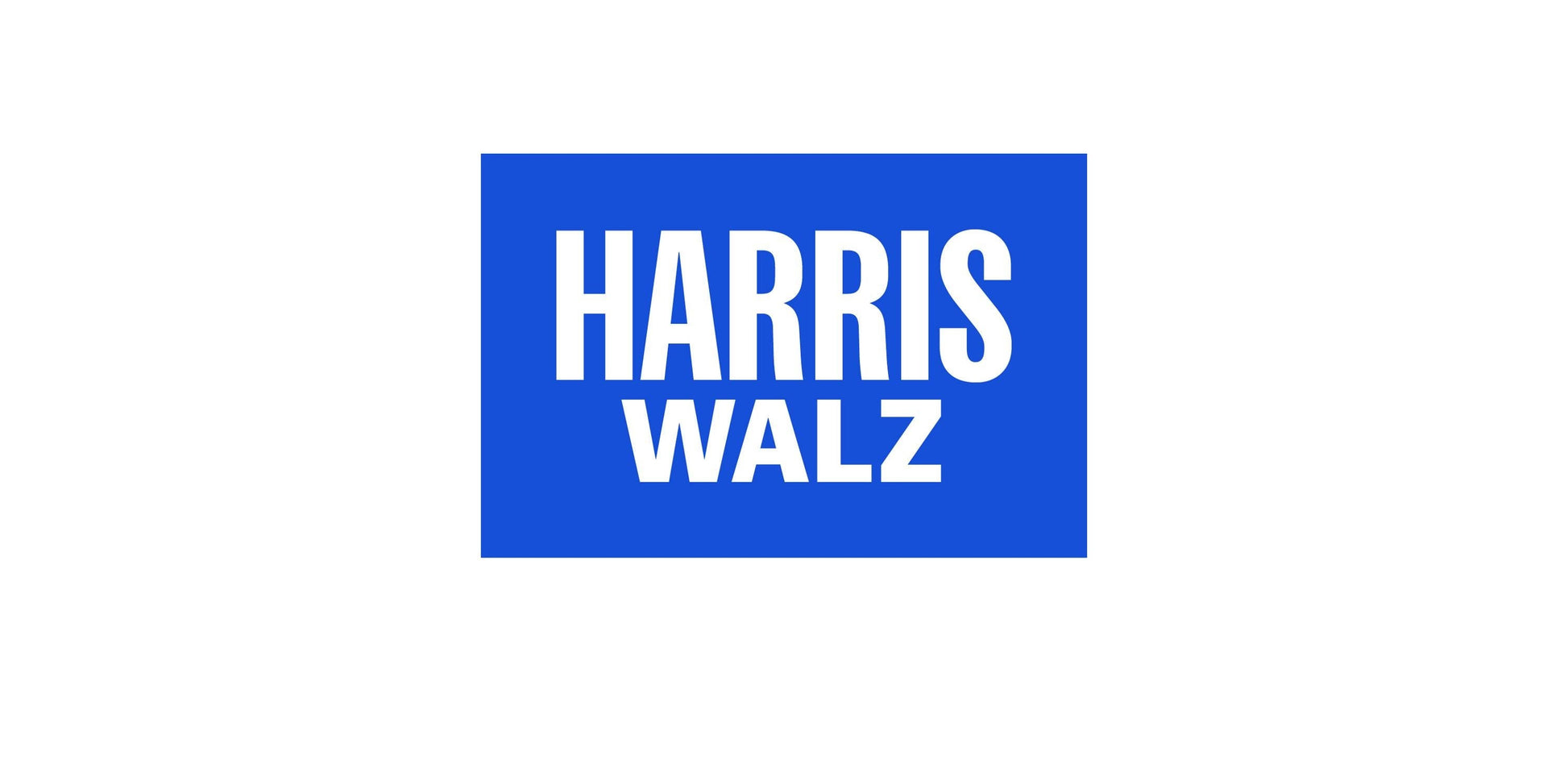 a blue square with the words harris walz on it
