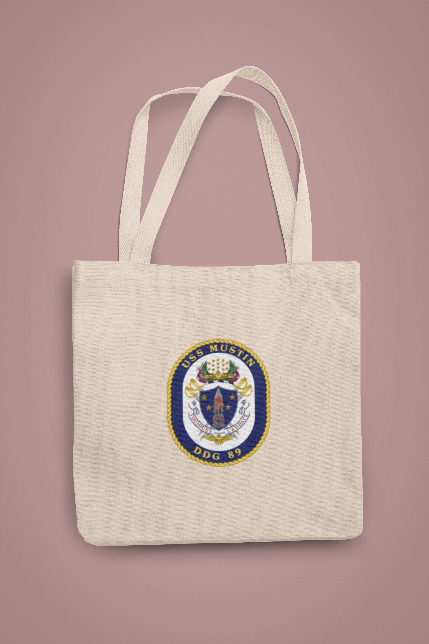 USS Mustin DDG-89 Badge Iron On Heat Transfer Vinyl HTV Arleigh Burke Class Destroyer