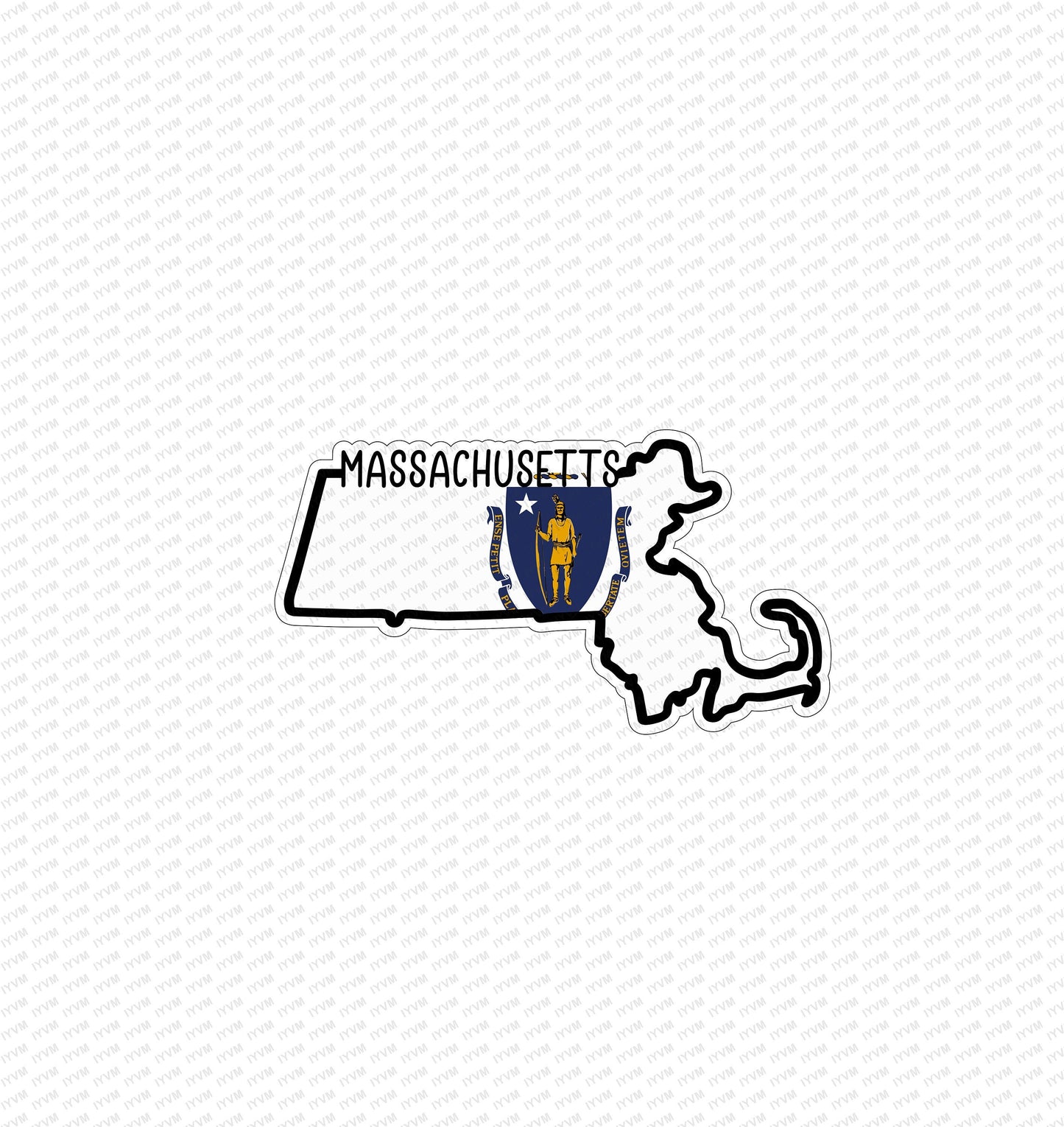 State of Massachusetts Map Flag Sticker Decal  USA Massachusetts State  Boston  The Bay State  Baked Bean State  Codfish State /