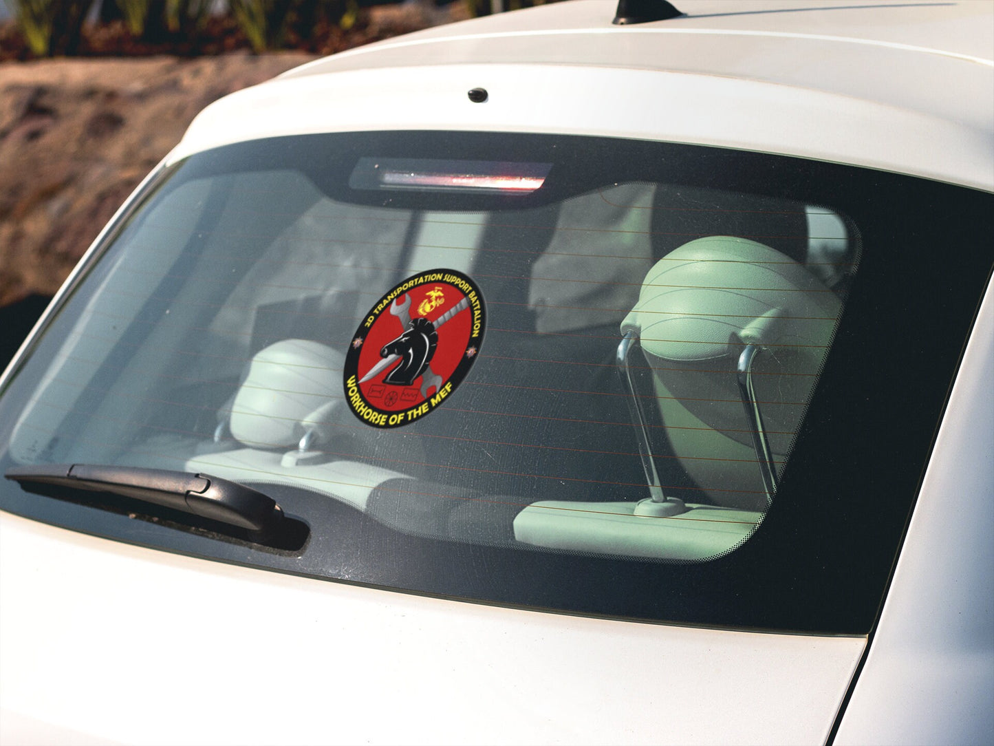 a car with a sticker on the side of it