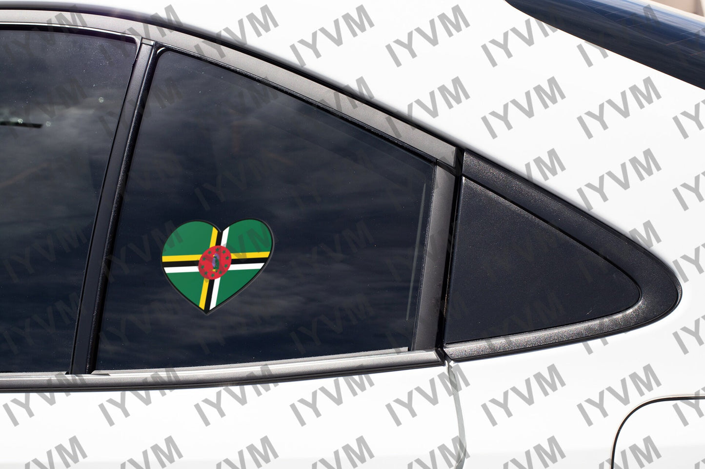 Dominica Flag Heart Sticker Decal / Commonwealth of Dominica / Apres Bondie, C'est La Ter / Roseau